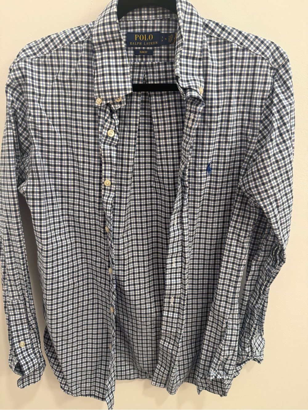 Polo by Ralph Lauren Navy and White Check Button-Up Dress Shirt